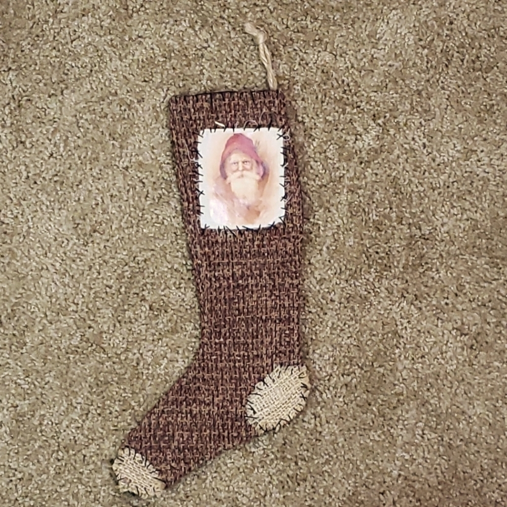 Handmade Kris‎ Kringle Stocking knitted stitched handcrafted multicolor